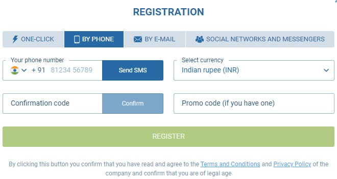1xBet Phone Registration