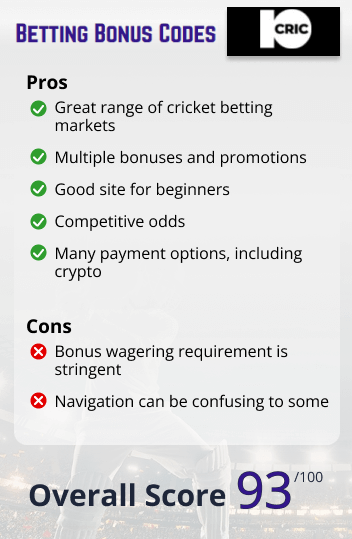 10CRIC! Cricket Betting Pros and Cons