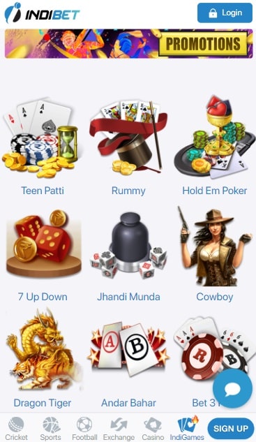 Indibet Casino Games